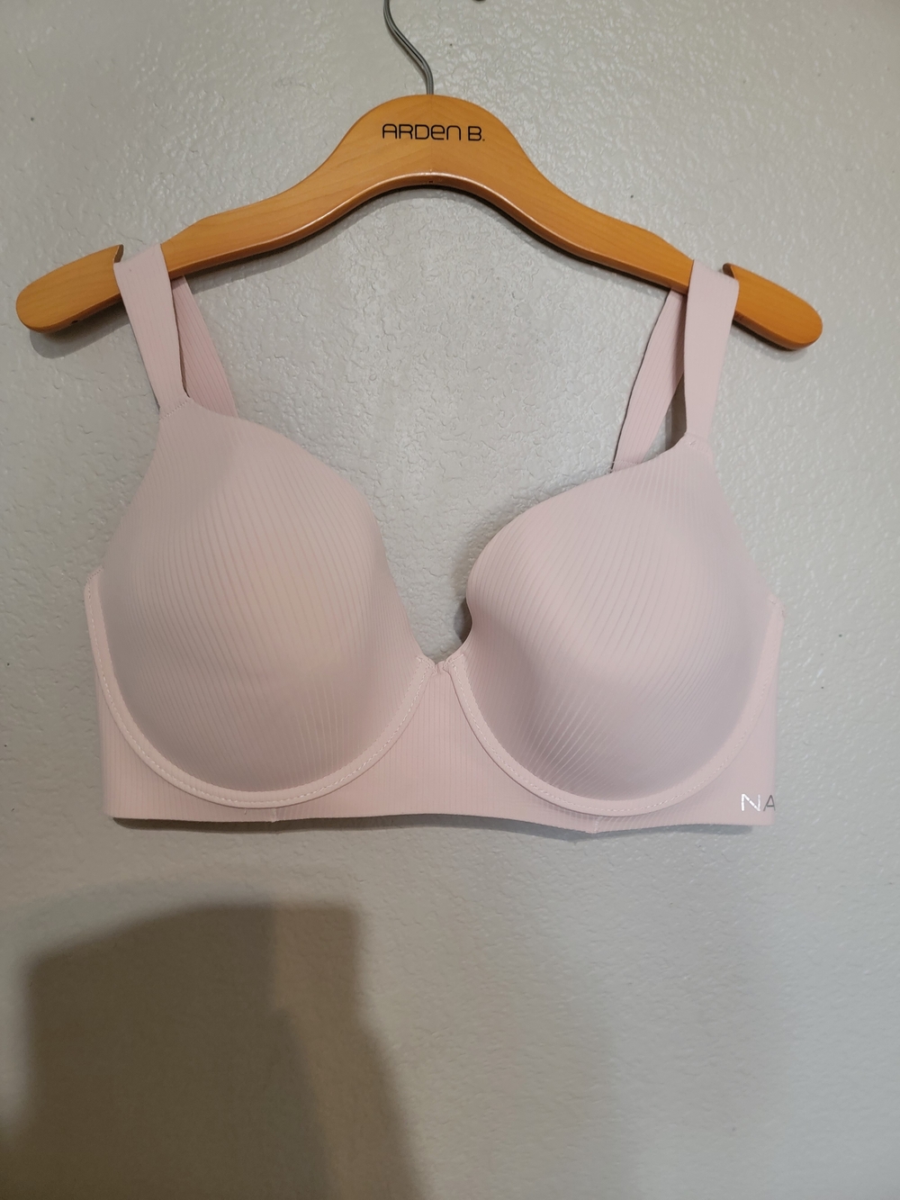 Nautica Light Pink Ribbed Molded Cup Bra with Wide Straps